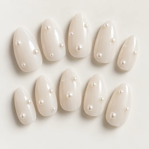 Milky white with pearl accents